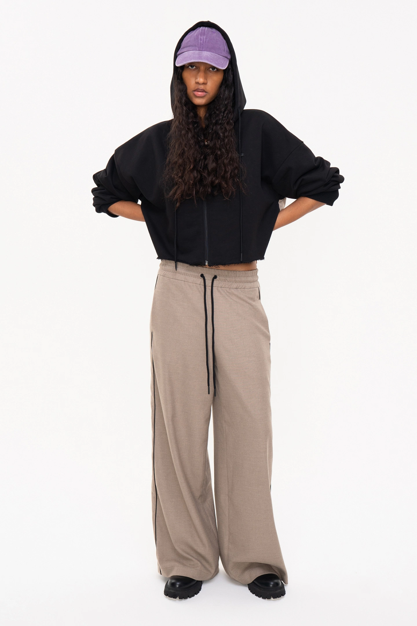 Худи с отделкой из фланели и брюки из фланели