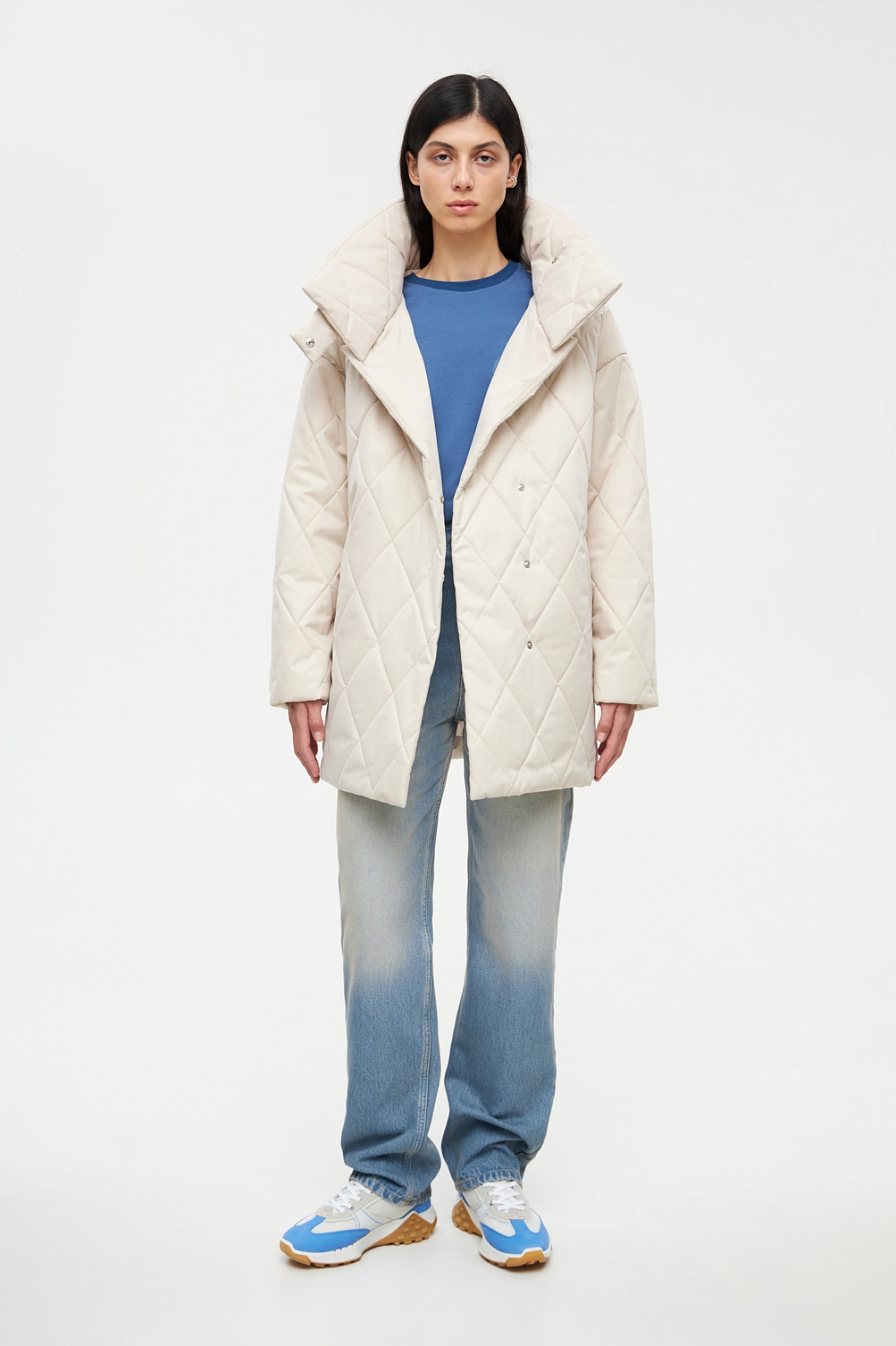 Stand collar quilted jacket