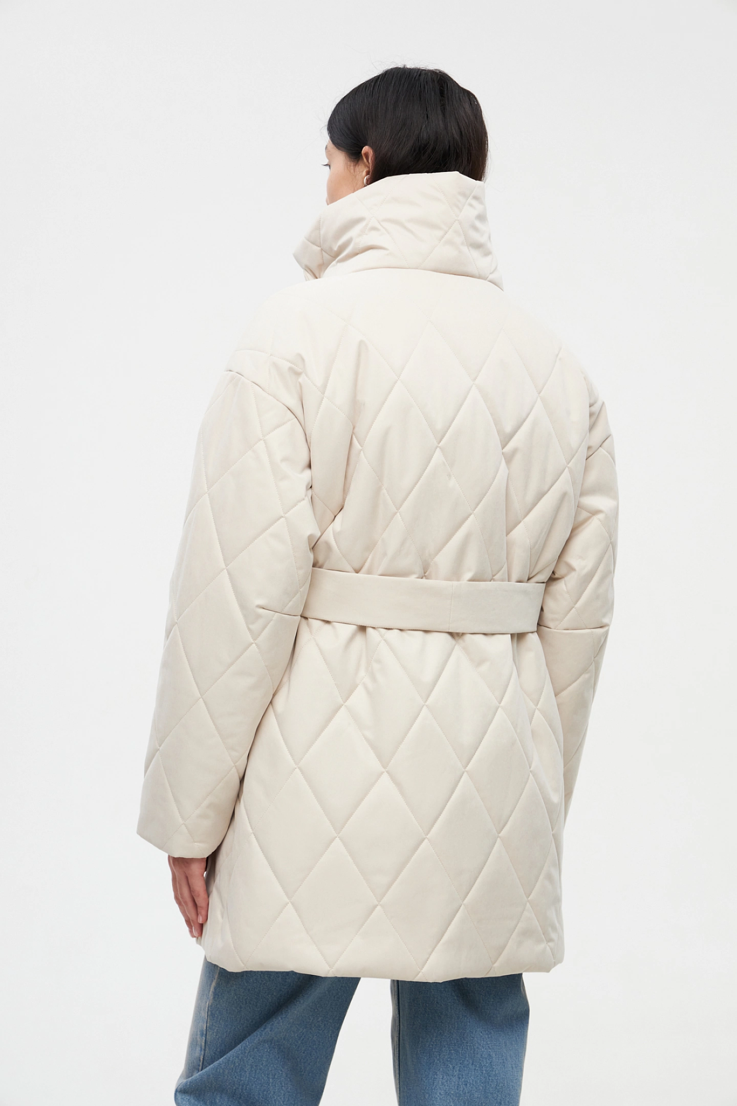 Stand collar quilted jacket