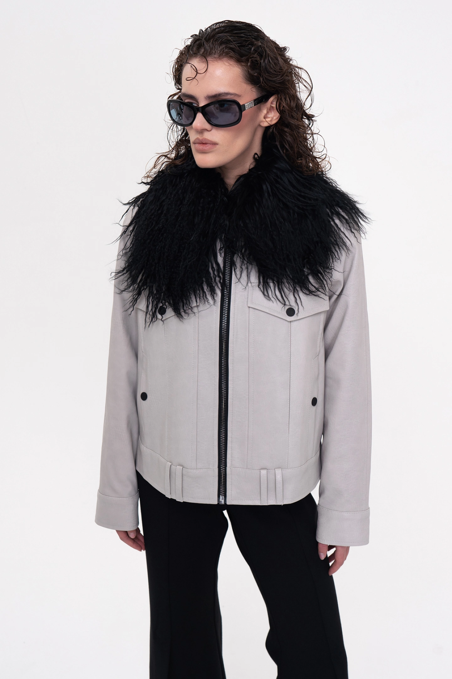 Куртка - авиатор со съёмным меховым воротником