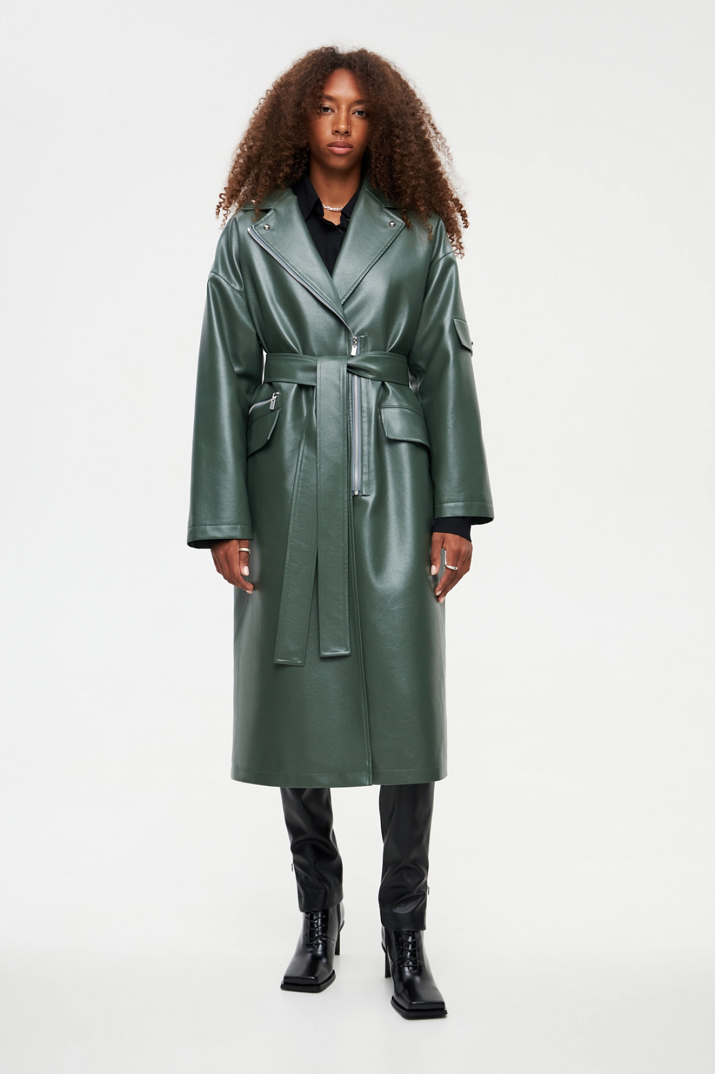 Warmed eco-leather coat