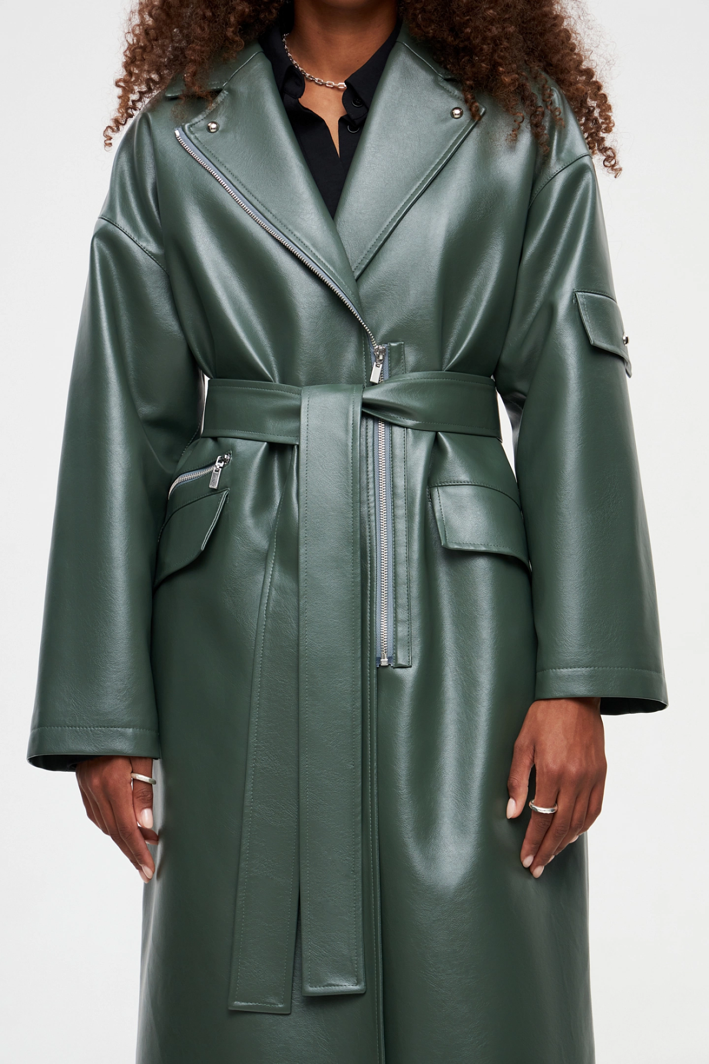 Warmed eco-leather coat