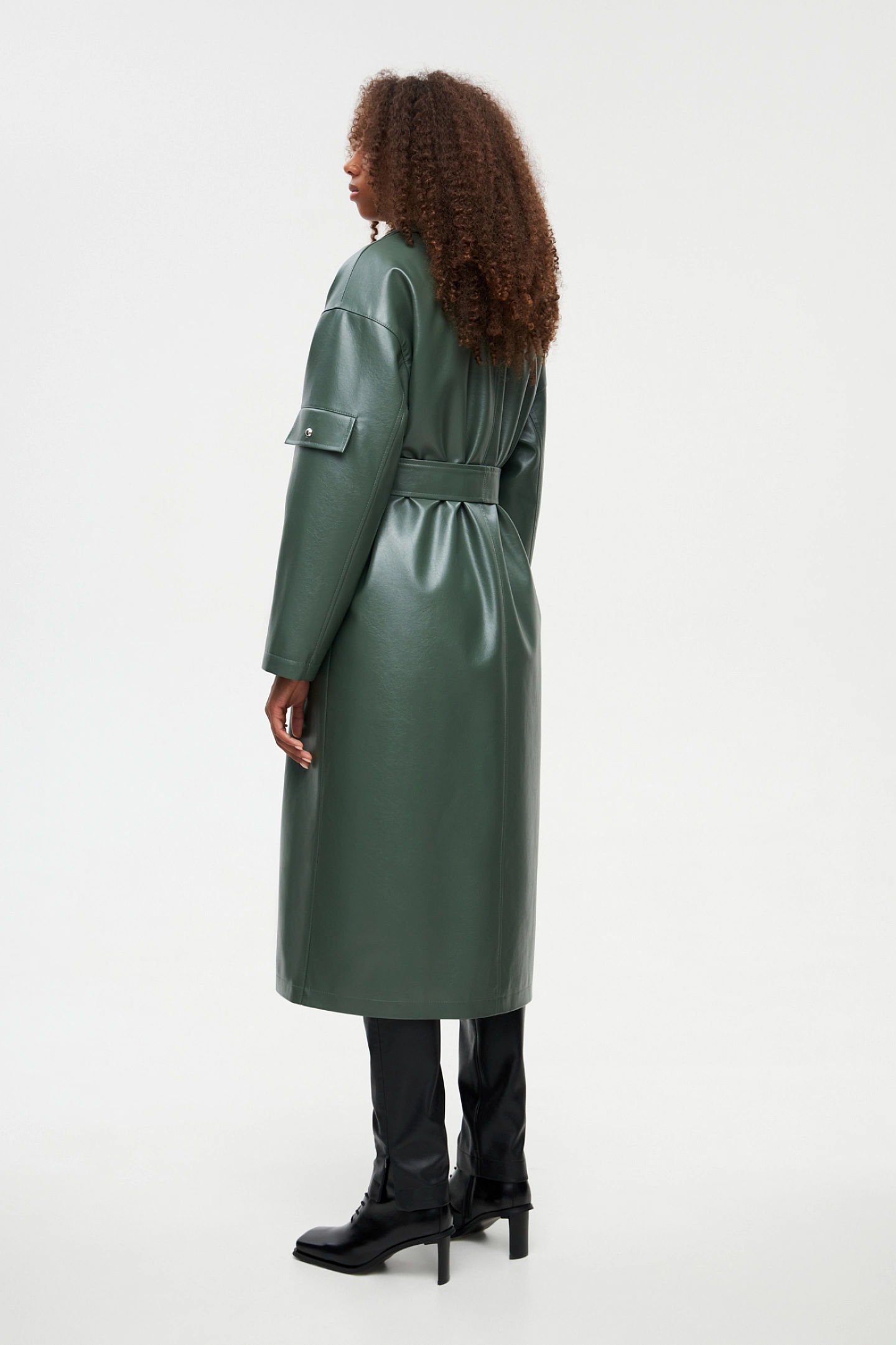 Warmed eco-leather coat