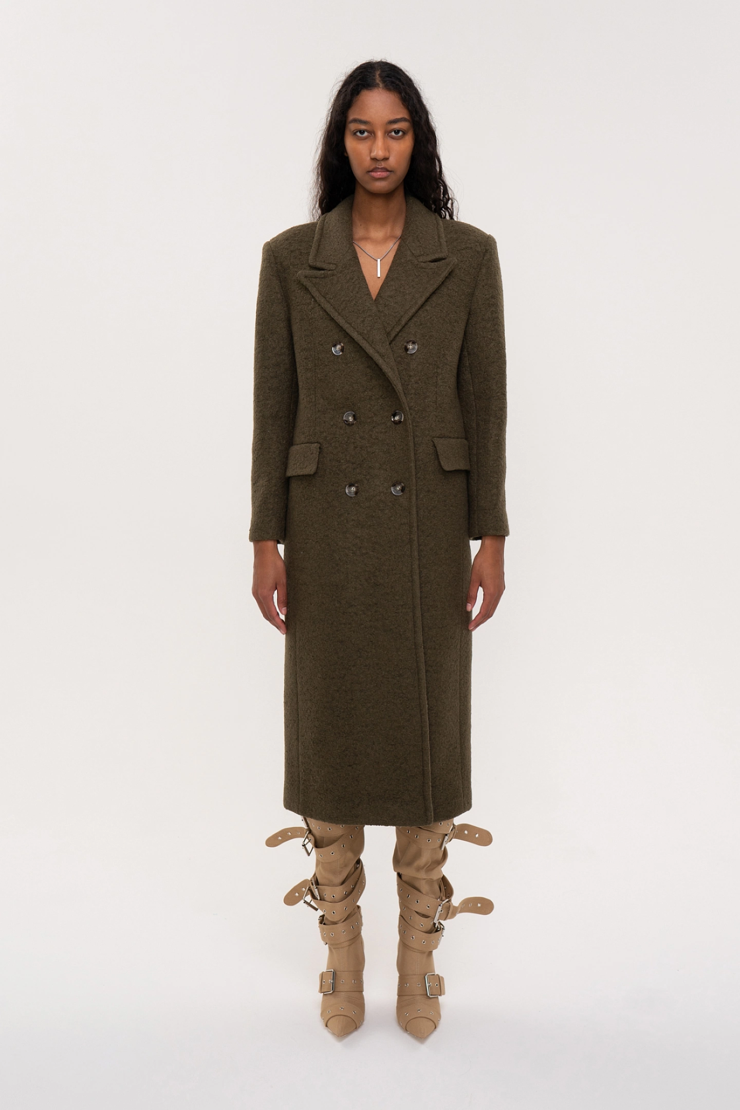 Peacoat coat with peak lapels