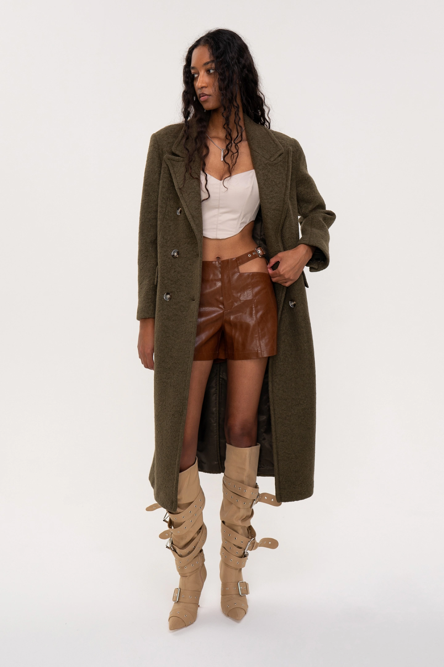 Peacoat coat with peak lapels