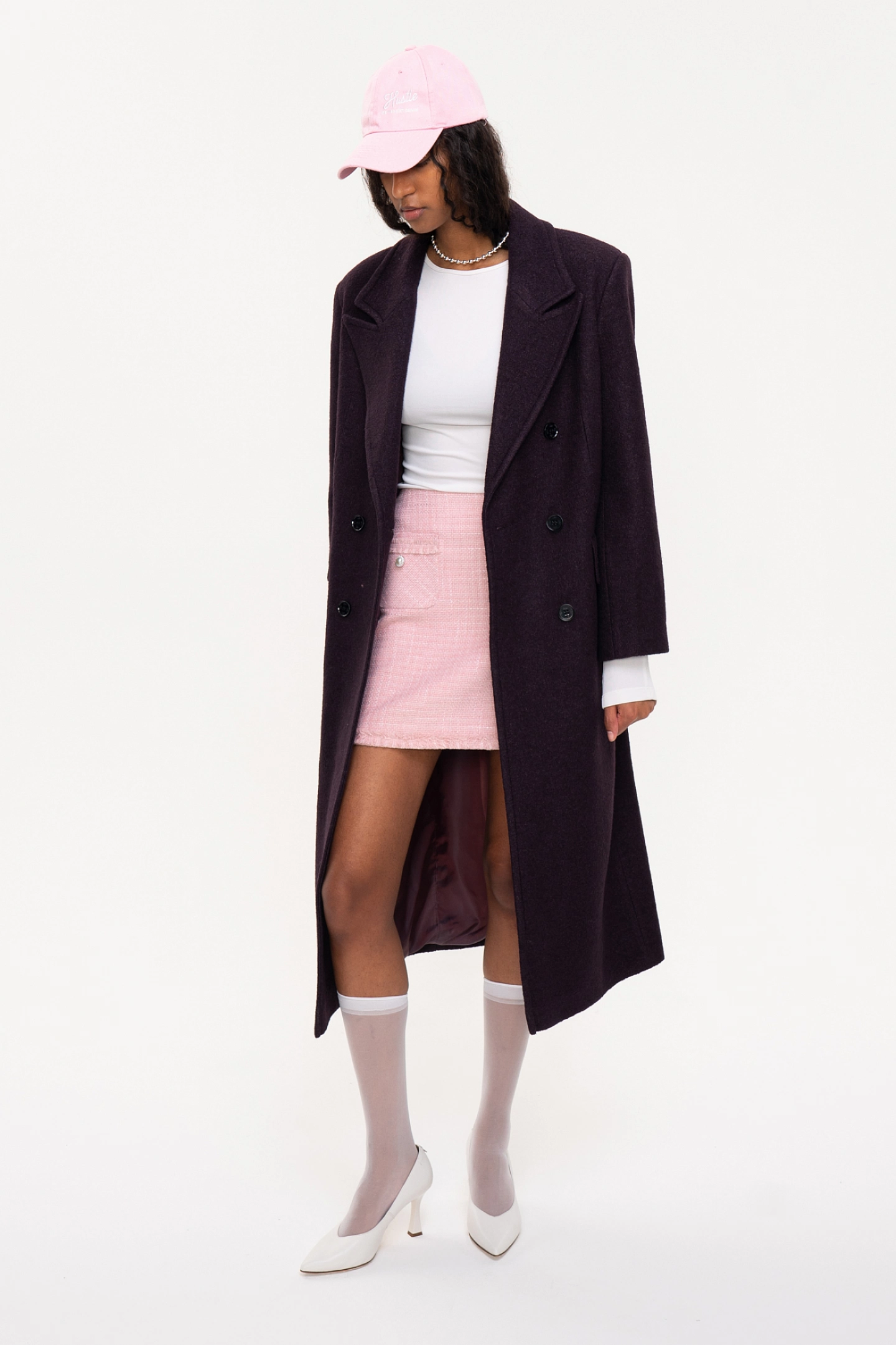 Peacoat coat with peak lapels