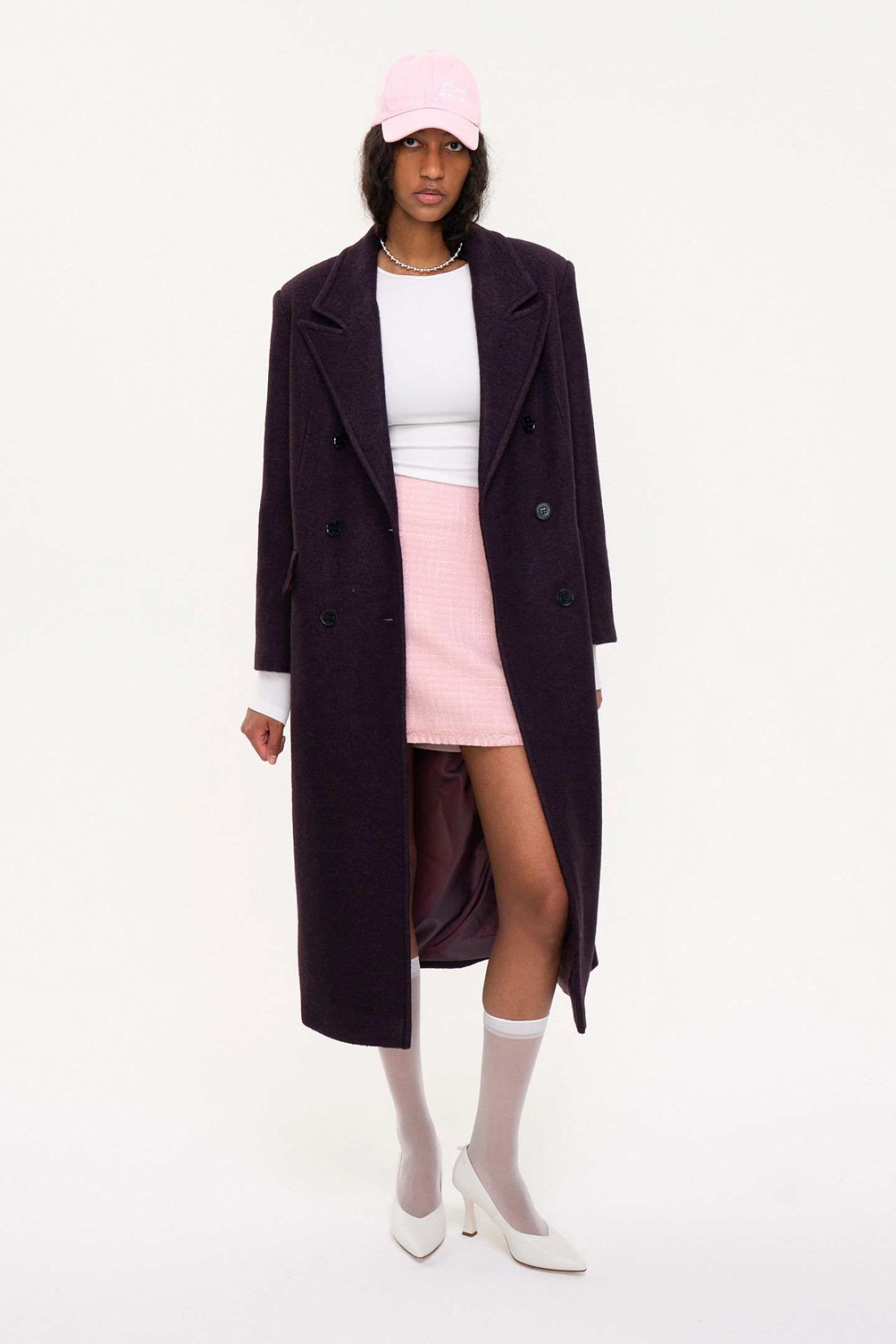 Peacoat coat with peak lapels