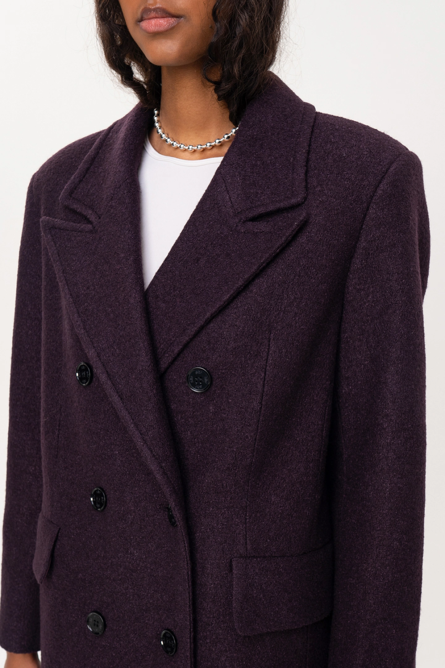 Peacoat coat with peak lapels