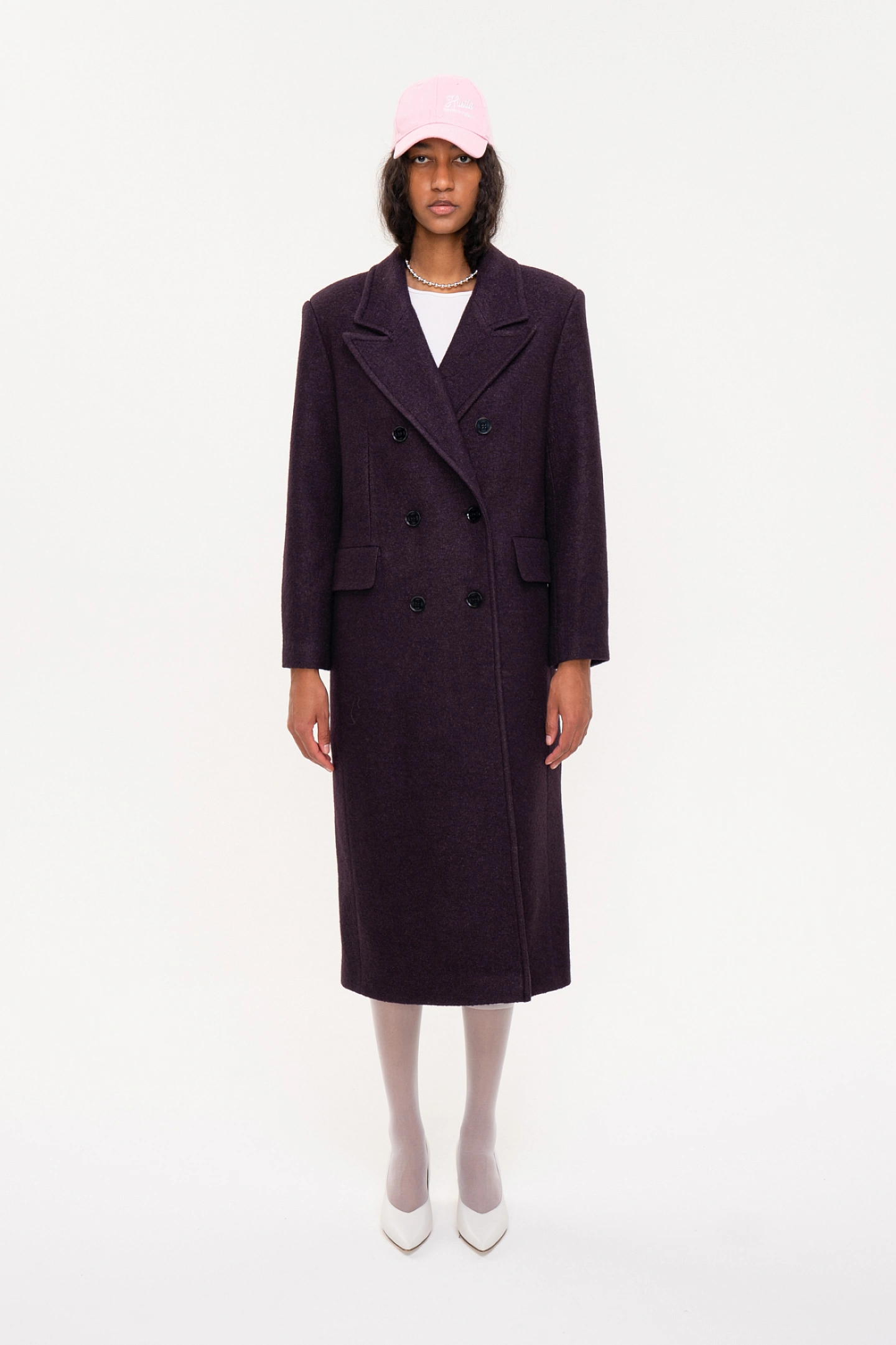 Peacoat coat with peak lapels