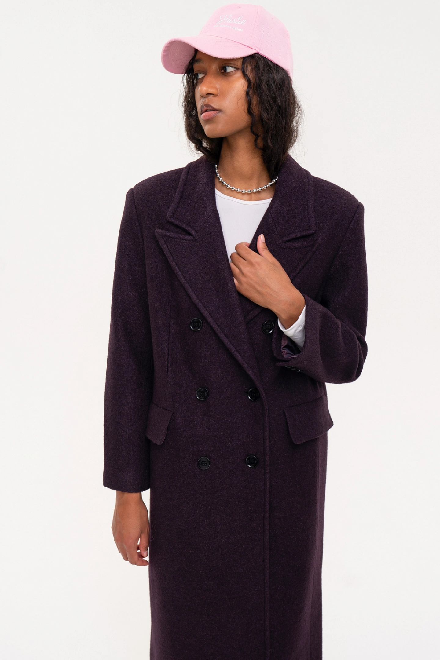 Peacoat coat with peak lapels